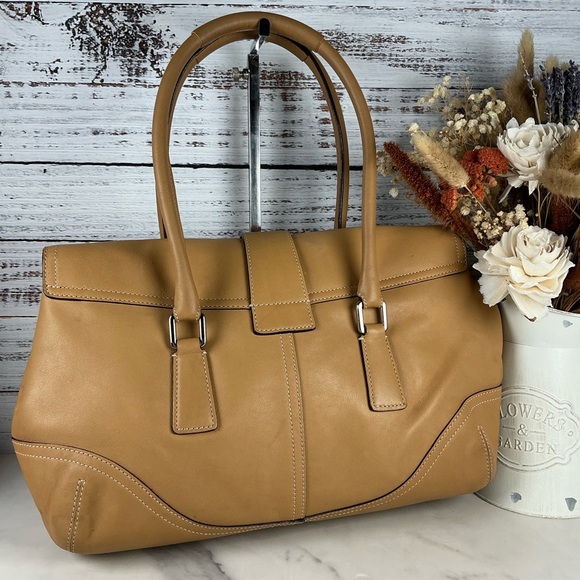 Coach‎ Vintage Hampton Soho shoulder Buckle Bag Camel Tan Leather Satchel Fall - Picture 15 of 15